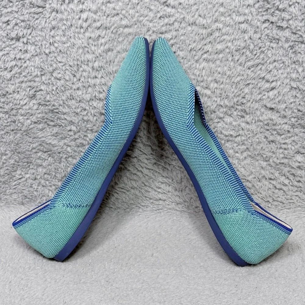 Rothy's The Point Womens Size 8.5‎ Slip On Ballet Flats Shoes Aquamarine Retired